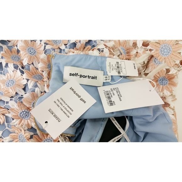 SELF-PORTRAIT Pink 3D Off-Shoulder Lace Mini - Picture 4 of 8